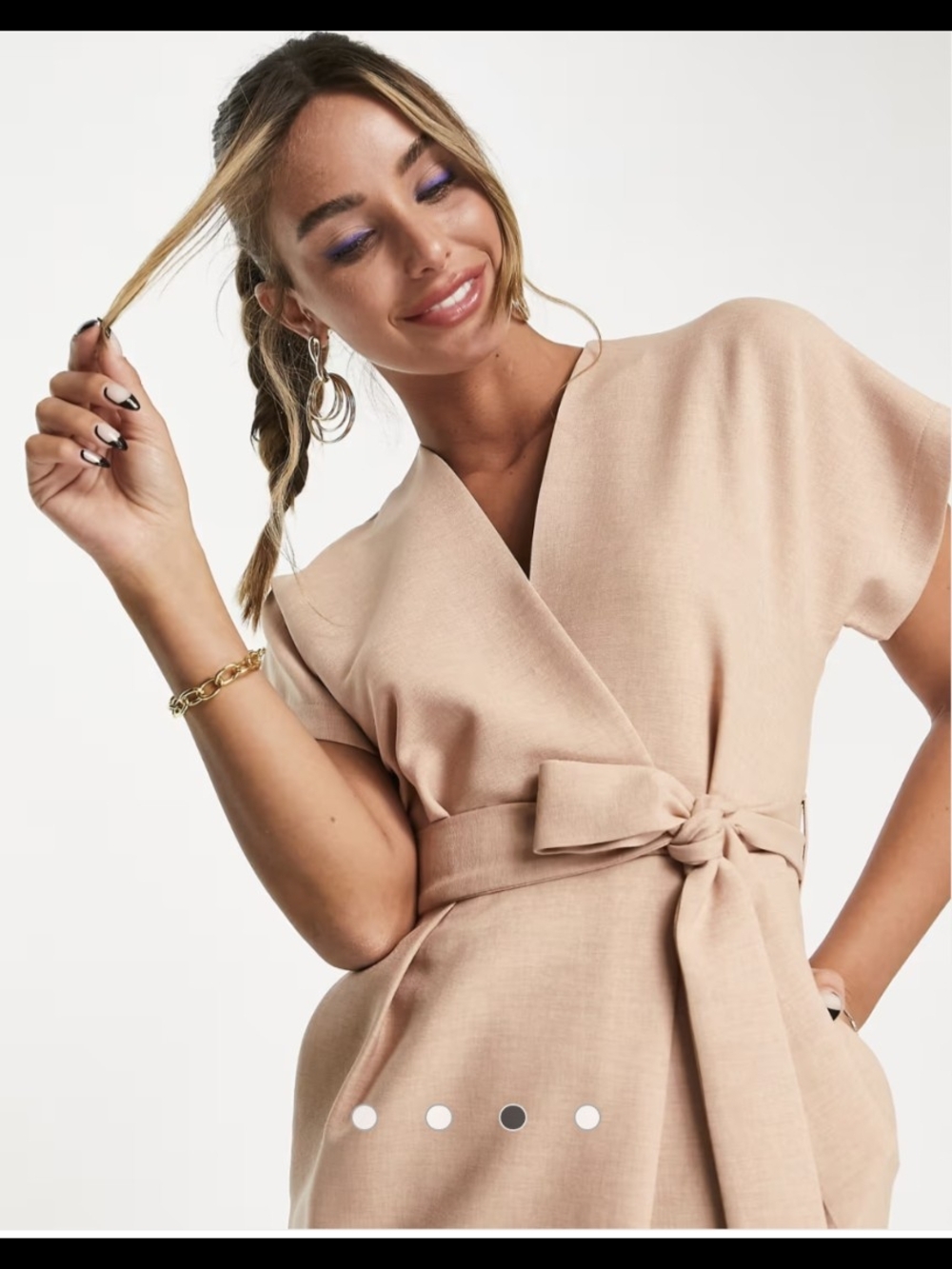 ASOS Closet London Kimono Wrap Tie Dress Blush Pink Midi Short Sleeve- 16 - Picture 3 of 16